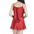 thumbnail image 3 of LYEAA Nightgowns Satin for Women Sleeveless Plus Size Cozy Summer Sling Short Night Gowns Chemise Solid V Neck Loose Casual Soft Pajamas Sleepwear Loungewear Fashion Elegant Women's Nightdress Red XL, 3 of 3