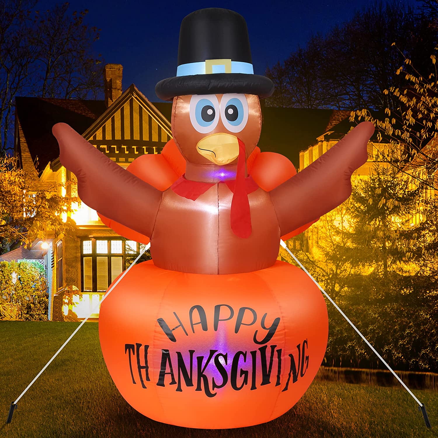 Jcwfuno 6FT Thanksgiving Inflatables Outdoor Decorations Turkey ...