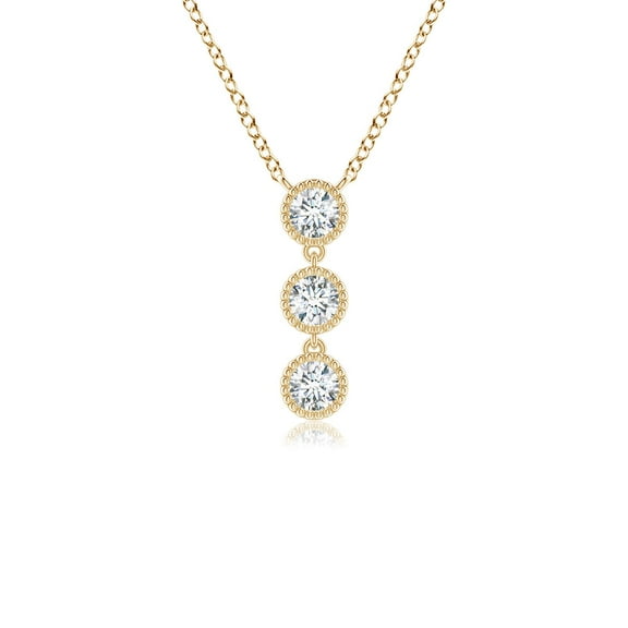 ANGARA Lab Grown Three Stone Diamond Necklace for Women in 14K Yellow Gold (Size-2.8mm| Color-F-G| Clarity-VS) | April Birthstone, Anniversary, Jewelry Gift for Women | Lab-Grown Diamond Necklace