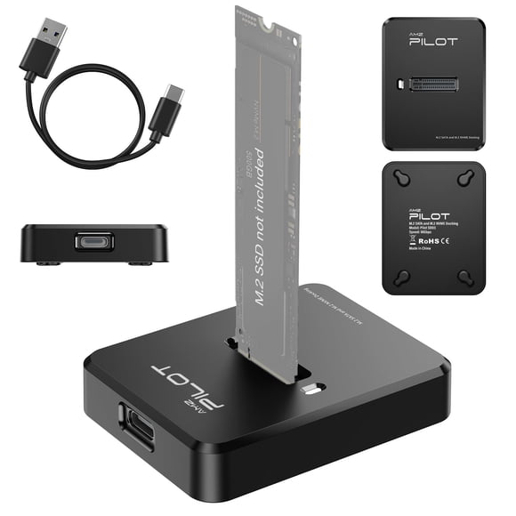 Estación de acoplamiento AMZPILOT M.2 NVMe y SATA a USB C con lector