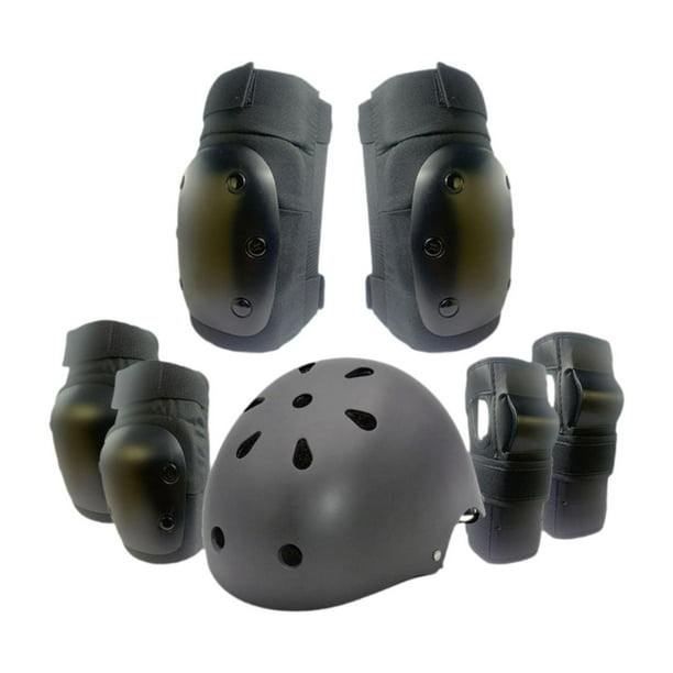 Kit de protección infantil, protectores ergonómicos para niños y niñas, casco ajustable para deportes al aire libre , Negro, m