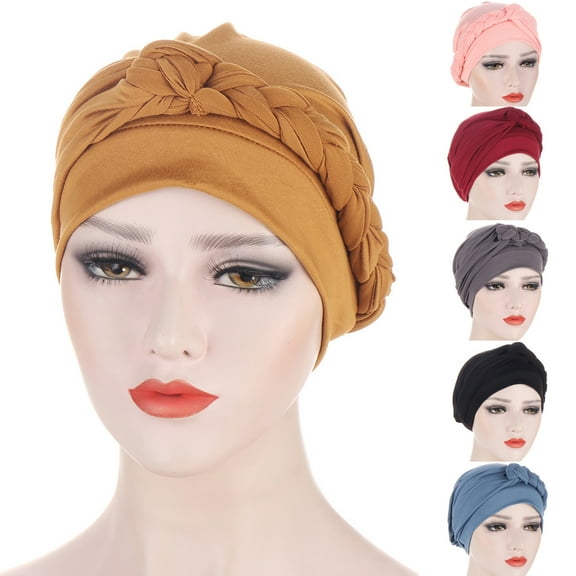 Dress Choice Women Retro Braid Hijab Caps Muslim Cancer Chemo Beanie Hair Loss Turban Bonnet femme Wrap Turban for Cancer Patient