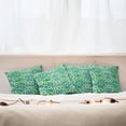 thumbnail image 4 of Ambesonne Abstract Throw Pillow Cover 4 Pack, Vector Pattern Flowers, 18", Jade Green Lime Green, 4 of 5