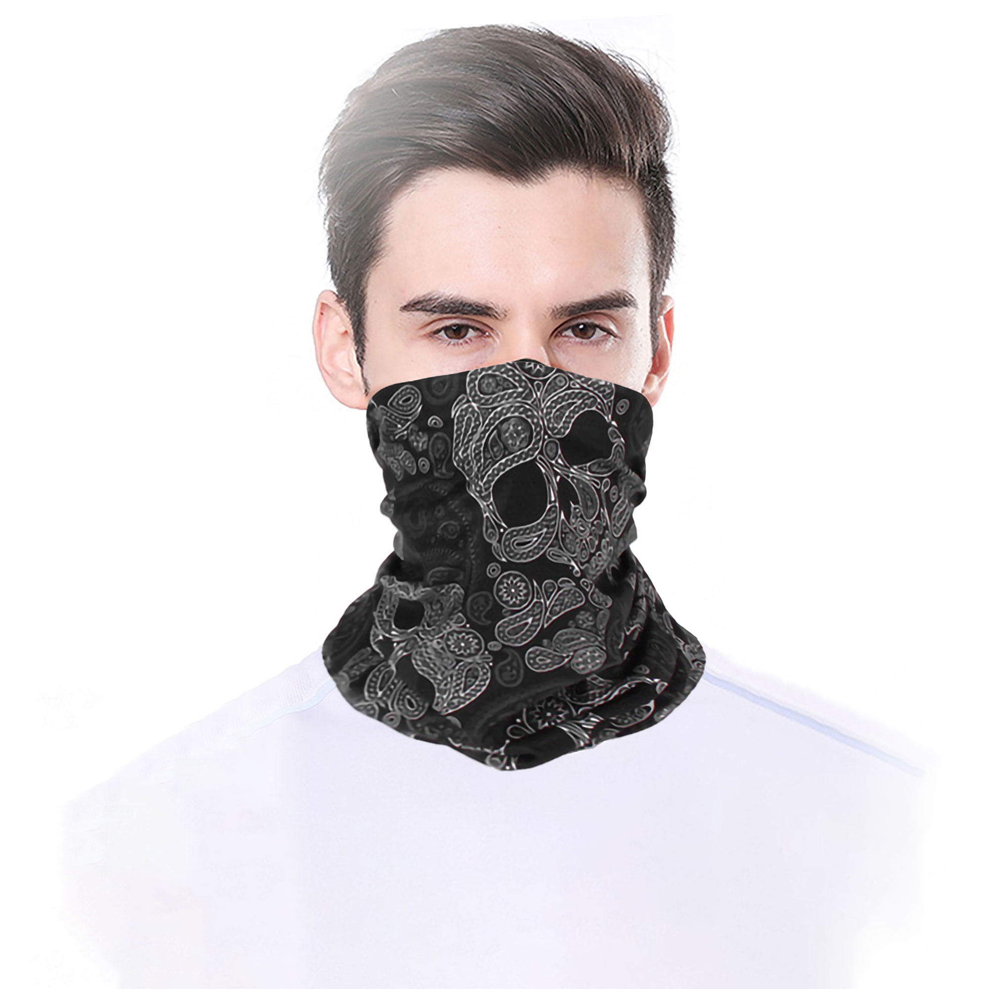 Outdoors,Festivals,Sports Black 4 Pieces Face Mask Bandanas UV Protection Bandana Neck Gaiter Headwear Bandana,Neck Gaiter Multi Scarf for Dust