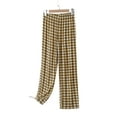 thumbnail image 5 of FUNUONY Pajama Pants for Women, Wide Leg Comfy Casual Lounge Yoga Loose Pants Women's Gingham Pajama Pants Cotton Pj Bottoms Casual Plaid Sleep Pants with Pockets Coffee L, 5 of 5