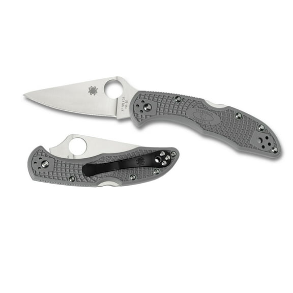Spyderco C11FPGY Delica Folder 2.875" VG-10 Flat Ground Plain Edge Fiberglass Reinforced Nylon Gray