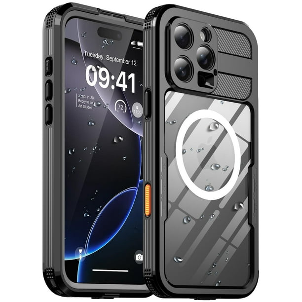 Funda impermeable Ezanmull para iPhone 16 Pro Max negra de 6.9"