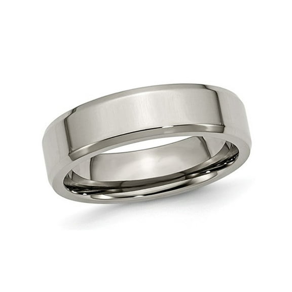 Ladies or Mens Chisel 6mm Comfort Fit Titanium Wedding Band Ring with Beveled Edge for Men