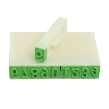 Unique Bargains Plastic Digits Arabic Numerals Numbers Stamp Office  Stationery Beige Green