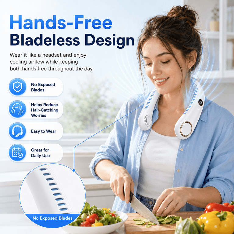 Portable Bladeless Neck Fan Rechargeable Type-C photo 3