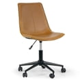thumbnail image 2 of Amery Light Brown Faux Leather Adjustable Height Swivel Office Chair with Wheel Base, 2 of 6