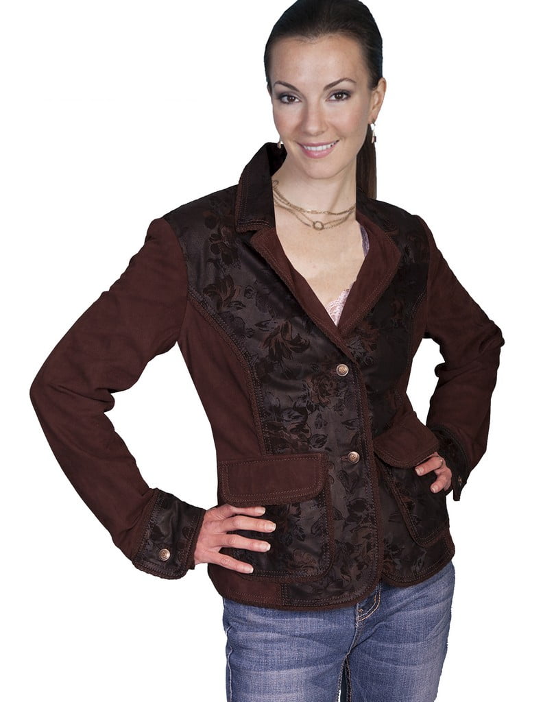 Scully Leather - Scully Western Jacket Womens Fitted Two Tone Floral M ...