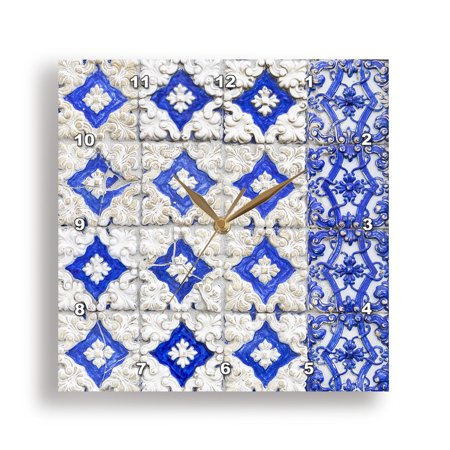 3dRose, Portugal, Porto, Hand painted ceramic tiles decorate building. 2, 15x15 Wall Clock
