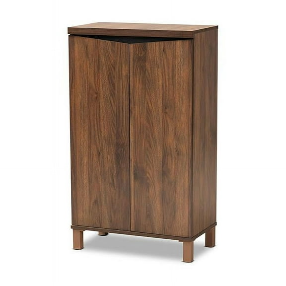 Baxton Studio Talon Modern and Contemporary Two-Tone Walnut Brown and Dark Grey Finished Wood 2-Door Shoe Storage Cabinet