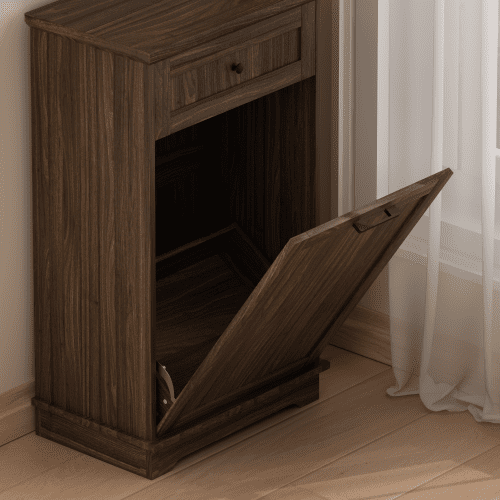 10 Gallon Tilt Out Trash Cabinet, Freestanding Wooden Garbage Recycling Bin with Hideaway Drawer, Pet Proof Trash Can Holder for Kitchen Living Room, Antique Brown (Trash Can Not Included)