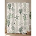 thumbnail image 4 of Fsddascl Green Coastal Shower Curtain Set - 66" x 72" Washable Bathtub Curtain with 12 Hooks, Ocean Coral Starfish Seahorse Farmhouse Waterproof Fabric Stall Shower Curtains for Bathroom/Bathtub, 4 of 6
