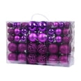 thumbnail image 1 of 100 piezas de bolas de Navidad, colgantes de caja de regalo, adornos navideños para fiestas y festivales. Violeta, 1 of 8