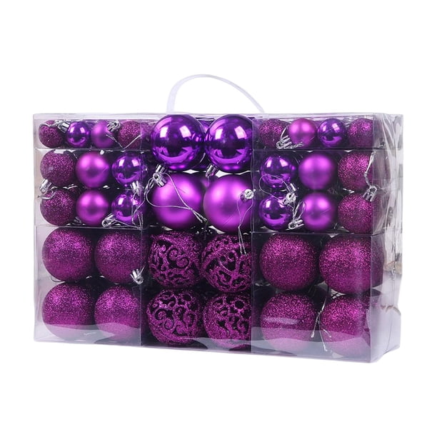 100 bolas navideñas colgantes irrompibles para decoración de Año Nuevo. Violeta