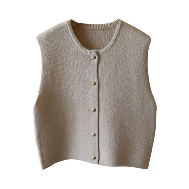 MERIGLARE Knit Vest Comfortable Breathable Clothes Retro Outdoor Trendy Cardigan Beige