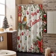 thumbnail image 3 of Christmas Bird Bathroom Shower Curtain Poinsettia Floral Holly Fruit Xmas Ball Linen Waterproof Washable Shower Curtains for Bathtub Bath Decor with Grommets and Hook 36 X 72 Inch, 3 of 8