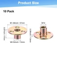 thumbnail image 3 of Uxcell 10-Pack M10x17mm Tuercas en T de Acero Carbono Galvanizado 3-Hole Base Redonda Tuercas de Soldadura Doradas, 3 of 7
