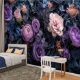 thumbnail image 2 of Peel and Stick Wallpaper Waterproof Roses Peonies Hydrangeas Bluish Leaves Layered Flower Arrangement Wall Mural Decor Self Adhesive and Removable 100in x 144in, 2 of 8