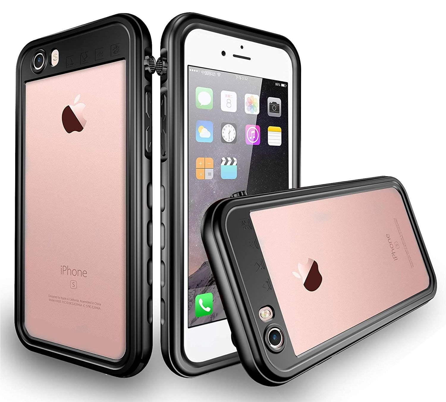 iPhone SE 2022 Case,Dteck Waterproof iPhone SE 2020/iPhone 7/8 4.7  Case,Shockproof Rubber Hybrid Clear Built-in Screen Protector Heavy Duty  IP68 Waterproof Case for iPhone 7/8/SE 2020/SE 2022,Black 