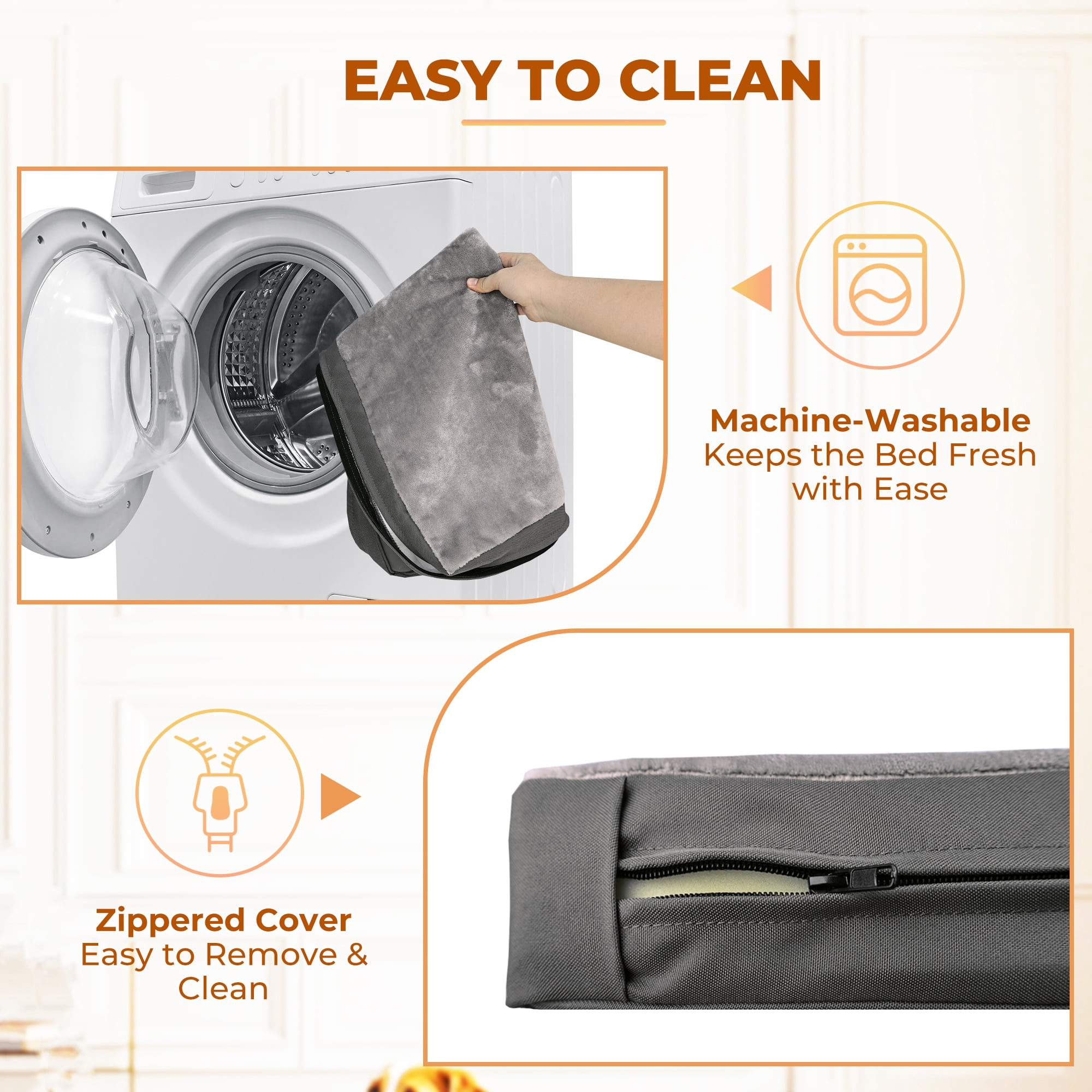 Tolobeve Dog Bed for Medium Large Dogs - Double Side Using Dog Crate Bed with Removable Washable Cover, Egg Crate Foam Support Pet Bed Mat (Grey)