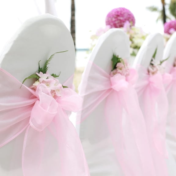Elegant Organza Chair Sashes Sheer Fabric Sashes for Weddings Parties and Special Events Reception Events Banquets Decoration– (Pack of 10 Pieces, 6.5"x108")