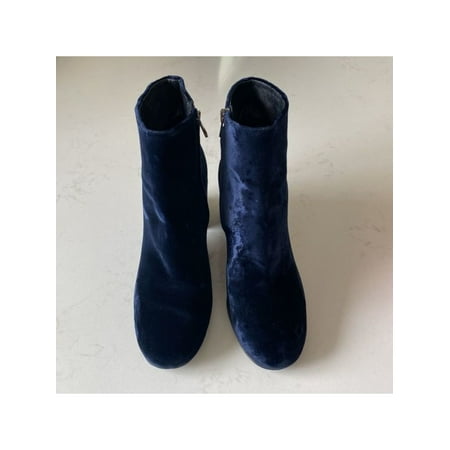 

VINCE. Womens Navy Velvet Padded Blakely Round Toe Block Heel Zip-Up Dress Booties 6.5 M