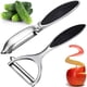 thumbnail image 2 of Juego de 2 peladores de acero inoxidable de primera calidad, cuchillo de pelar giratorio en forma de Y e I con hoja afilada y mango antideslizante, pelador de verduras y patatas para tomates, zanahorias y frutas brillar Electrónica, 2 of 5