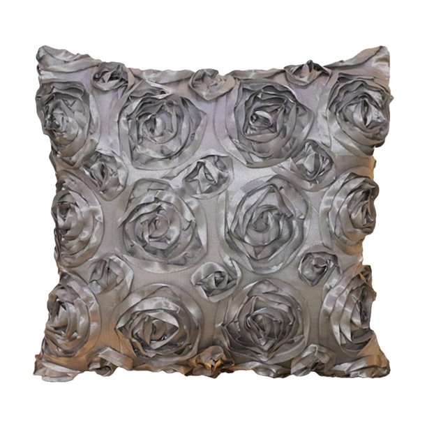 Matsuzay Funda de almohada decorativa para el hogar con flores rosas, funda de almohada con cremallera, fundas de cojines suaves para el hogar Kits de decoración para fiestas gris oscuro