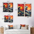 thumbnail image 4 of Designart "Majestic Sunset Wild Waves Breaking in Retro Art I" Coastal Waves Framed Wall Art Set Of 2 - Coastal Red Gallery Wall Frame Set For Home Decor, 4 of 6