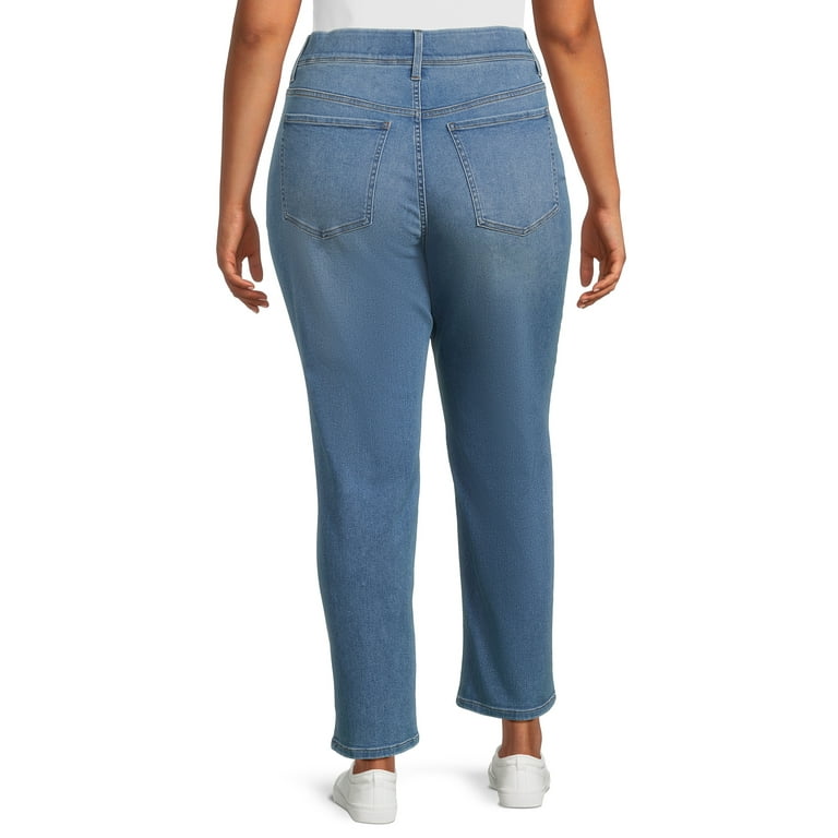 Terra & Sky Women's Plus Size Pull-on Straight Leg Jeans, sizes 0X