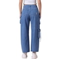 thumbnail image 3 of Pantalones de mezclilla casuales de mujer INSPIRE CHIC, de pierna ancha y media altura, con bolsillos cargo, color azul M, 3 of 6