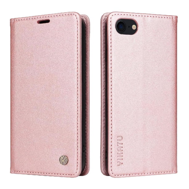 Funda para iPhone SE3/SE2 Estuche de Cuero PU Tipo Cartera con Ranuras para Tarjetas y Cierre Magnético
