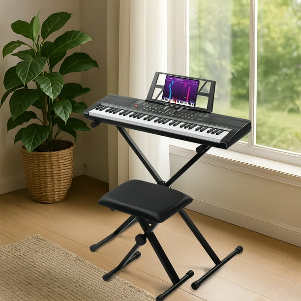 Ktaxon 61 Keys Keyboard Piano with Lighted Keys, X-Stand, Piano