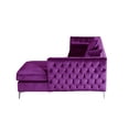 thumbnail image 4 of Chic Home Monet Velvet Modern Contemporary Button Tufted with Silver Nailhead Trim Silvertone Metal Y-leg Right Facing Sectional Sofa, Purple, 4 of 8