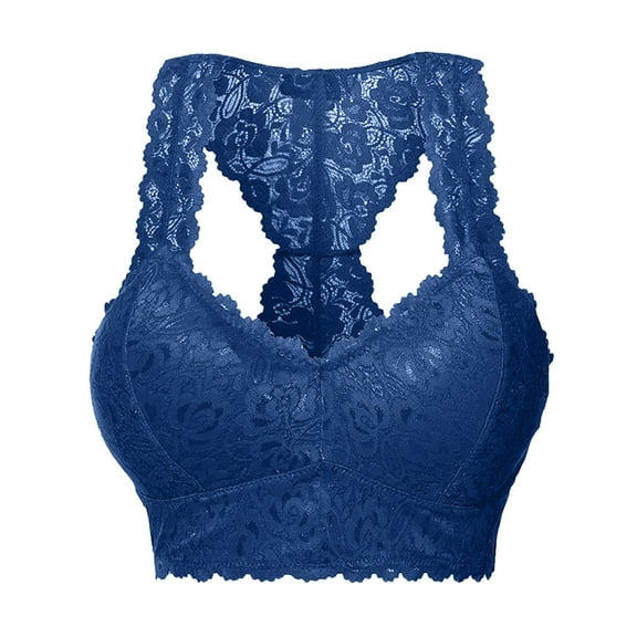 Hantrom Bras for Women,Lace Bralette,Women Plus Size Vest Crop Wire Bra Panties V Neck Underwear Panties S 3XL, Bras,Bralettes for Women,Push Up Bras,Blue,L