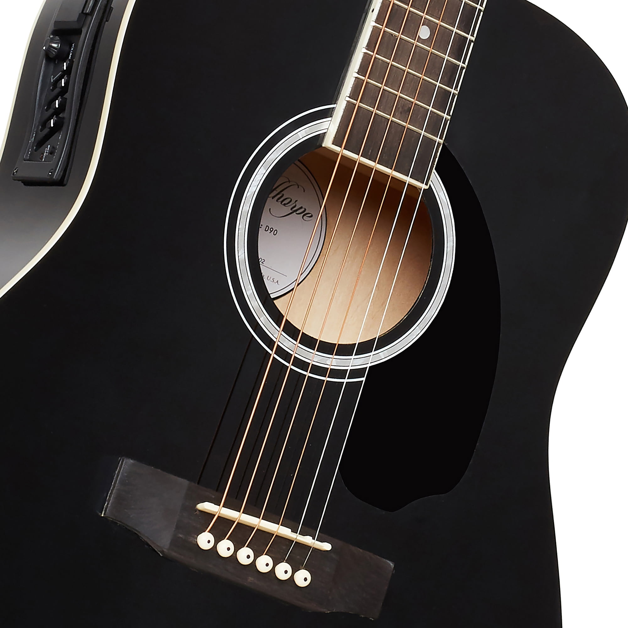 Ashthorpe Dreadnought Acoustic Electric Guitar with 10-Watt Amp, Black