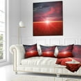 thumbnail image 3 of Designart Red Poppies Field at Sunset - Modern Landscape Printed Throw Pillow - 16x16, 3 of 5