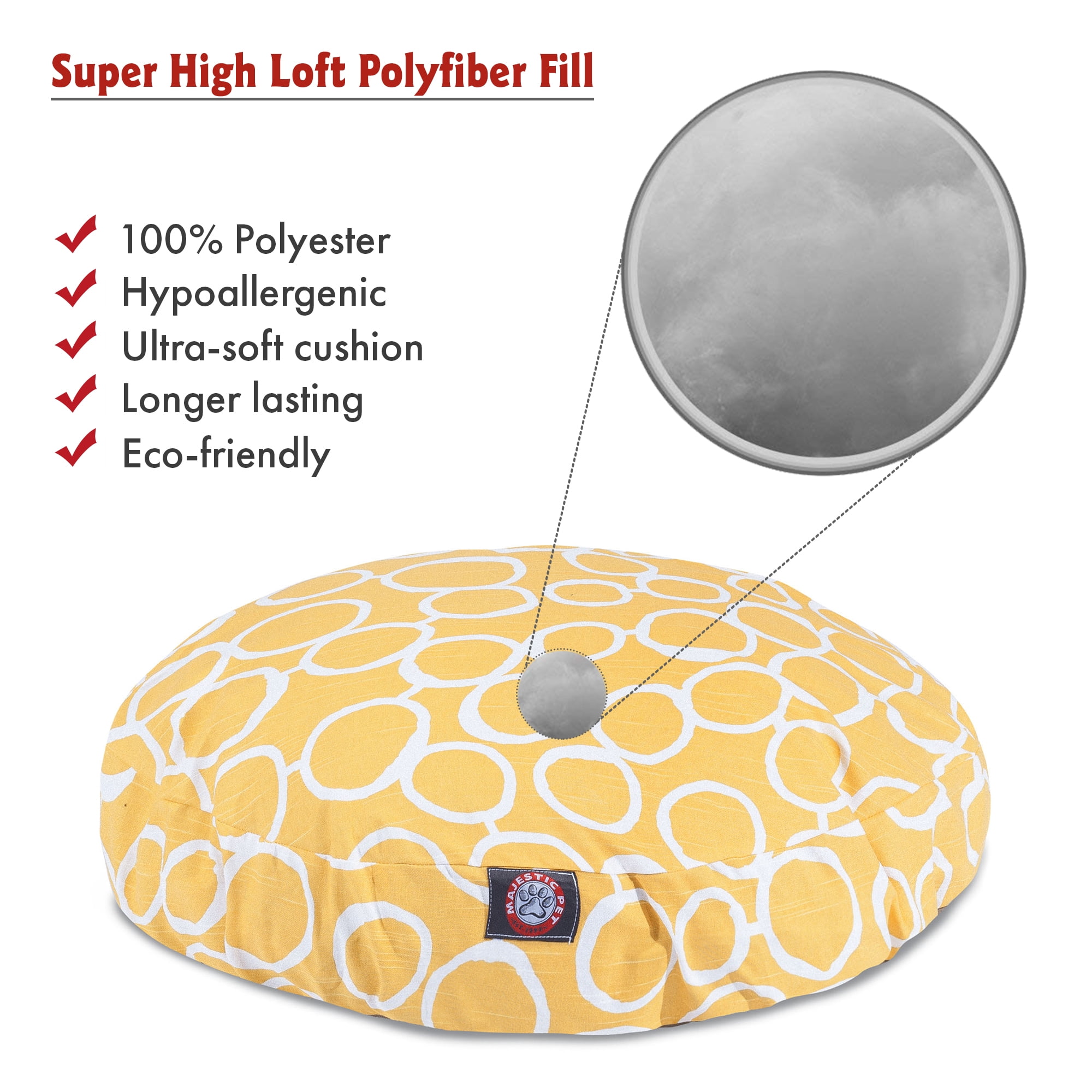 Majestic Pet Fusion Round Dog Bed Cotton Twill Removable Cover Yellow Large 42 x 42 x 5