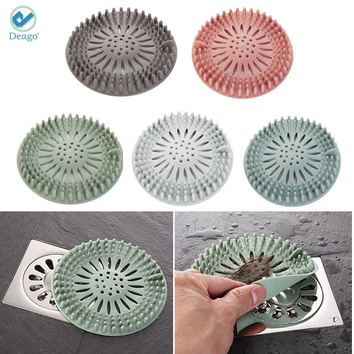Dyiom 5.9 W x 5.9 D Gray Round Drain Cover for Shower Silicone