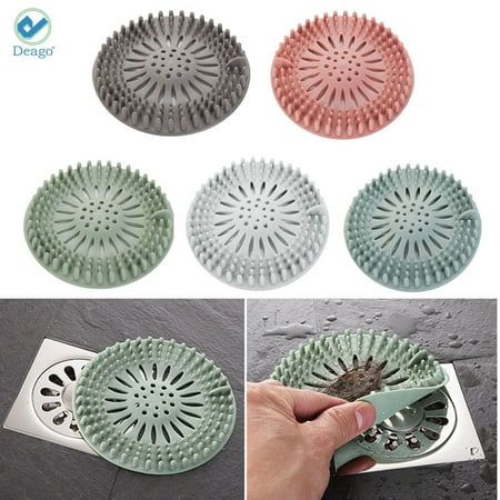 Deago 5 Pack Hair Catcher Durable Silicone Hair Stopper Shower Drain Covers Easy to Install and Clean Suit for Bathroom Bathtub and Kitchen