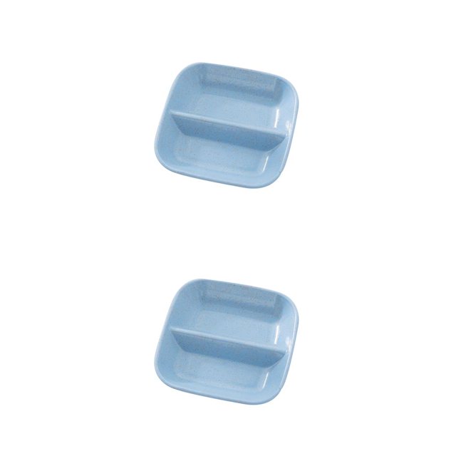 Shengyu Straw Square Divided Seasoning Dishes Table Sauce Container Kitchen Snack Plate blue 2Set