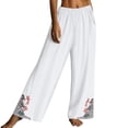 thumbnail image 2 of Delayuji Womens Cotton Linen Pant Casual Daily Embroidery Flora Printed Wide Leg Pant Retro Style Pants Plus Size M-4XL, 2 of 7