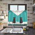 thumbnail image 4 of Yayeee Kitchen Curtains Tier Pair Light Filtering 27"x36" Rod Pocket Short Cafe Window Panel, Black Cat and Coffee, 4 of 7