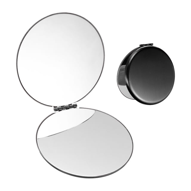 Espejo de bolsillo Uxcell para bolso, espejo compacto de doble cara, espejos de maquillaje de acero inoxidable para viajes, diseño portátil y plegable