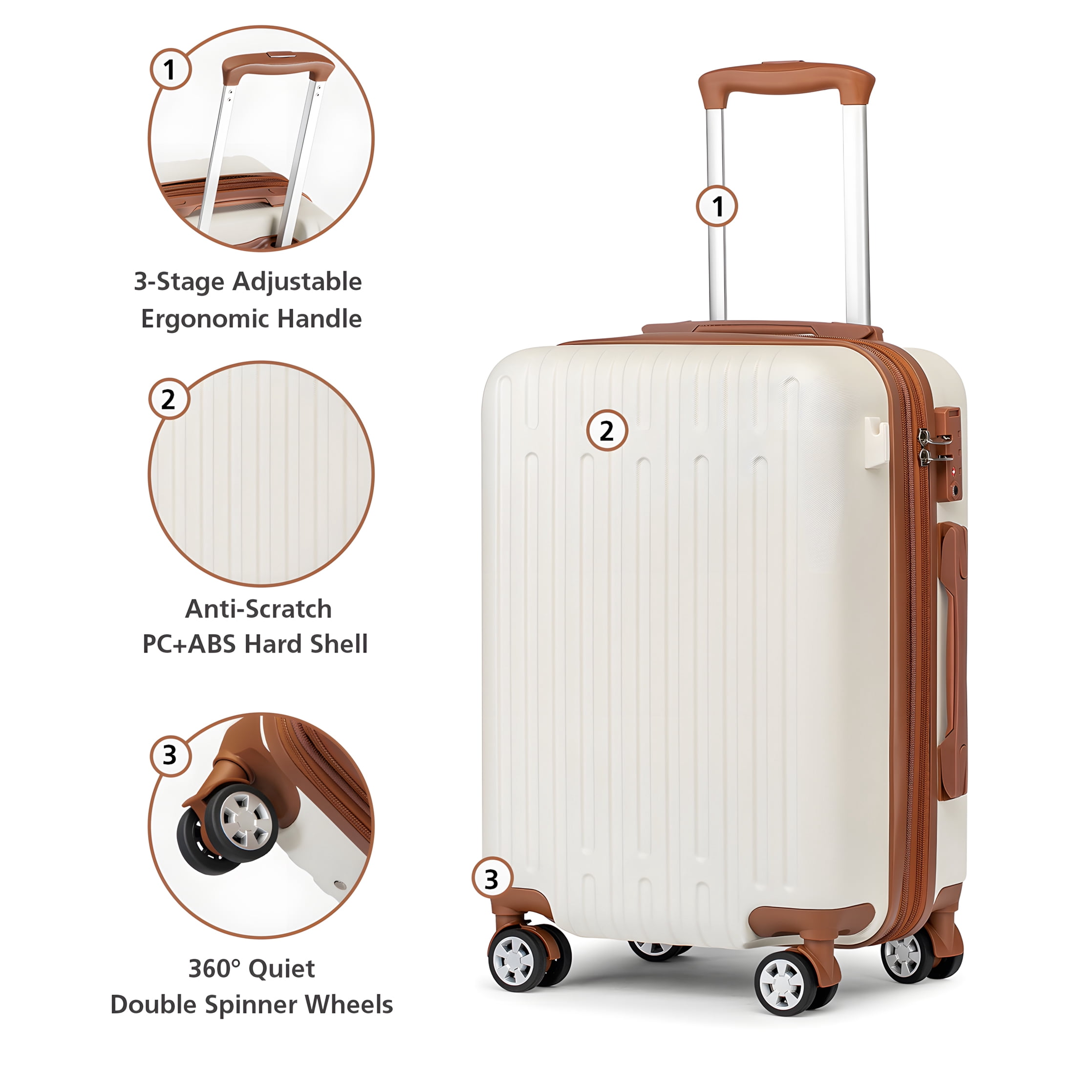 WEPLUS 5Piece Hardside Carry On Luggage Sets TSA Lock Spinner Wheels 20"24"28" Suitcase with Cup Holder