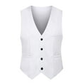 thumbnail image 5 of Skymirror Simple Solid Color Men Suit Vest Slim Fit V-neck Sleeveless Single Breasted Leisure Party Bar Banquet Dress Waistcoat Workwear, 5 of 8